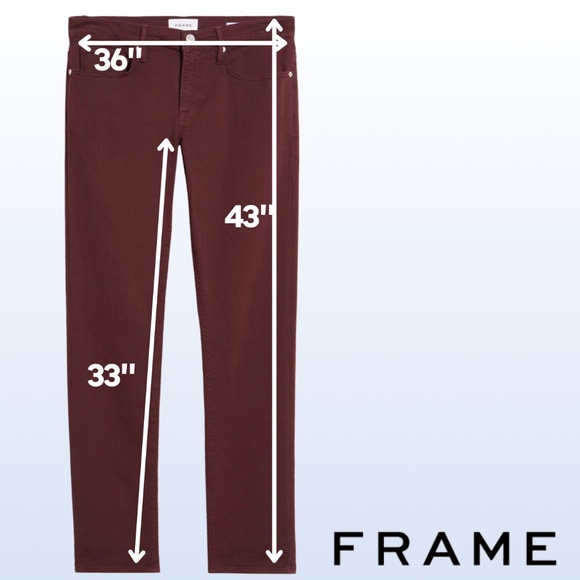 FRAME Men's L'Homme Slim Fit Jeans in Garage Maroon - 36 - Picture 14 of 14